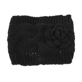 PACKOVE Knitted Winter Headband for Women Thick Warm Handcrafted Flower Hair Accessory Windproof Black Head Wrap for Cold Weather Stylish and Cozy Winter Headband for Outdoor Sports and