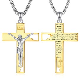 EUDORA Harmony Ball 925 Sterling Silver Jesus Cross Necklace for Women, 18k Gold Plated Crucifix Pendant Bible Prayer Necklace Religion Protection Amulet Jewelry Gift, 22+2" Chain