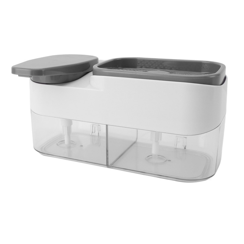 2 in 1 Kitchen Sink Dish Soap Dispenser Sponge Holder