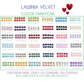 LAWINIA VELVET Premium Soft Thick Wool for Crocheting, Chenille Wool, 5 x 100 g - 65 m, Lint, Non-Fluffy Wool, Velvet Wool, Plush Wool, Cuddly Wool for Crocheting, Chenille Yarn, Bulky Yarn, Hobbii