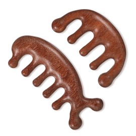 2 Pack Wooden Scalp Massager Comb, Wooden Scalp-Massager Loc Scalp Massage Brush Comb Wood Head Hair Combs Wood Wide Tooth Combs for Women Men