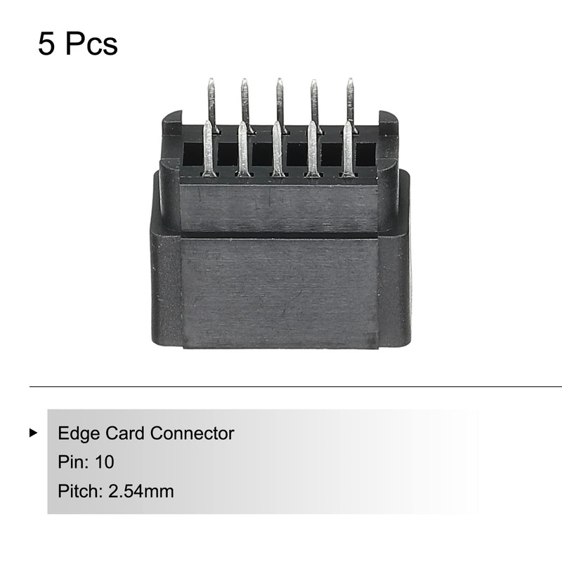 PATIKIL Card Edge Connector Black Socket Straight Connection 10 Pin