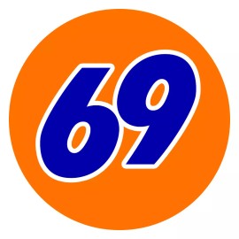 Stickershack 3 inch COLOR 69 like 76 style drag racing Gasser, vintage Hot Rod decal sticker