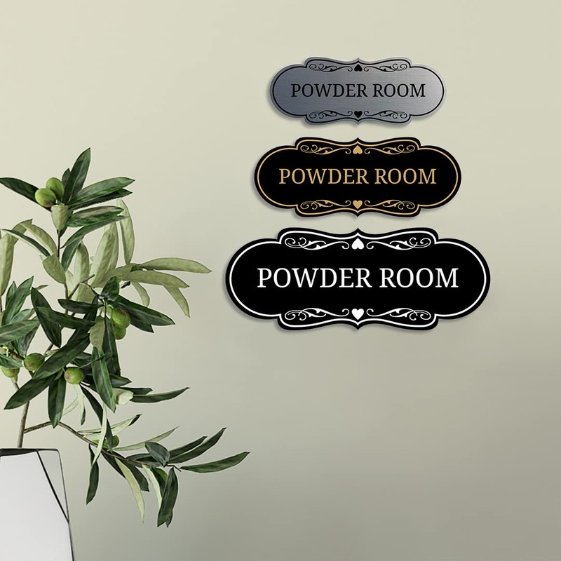 Signs ByLITA Designer Powder Room Sign (Brushed Gold) - Small