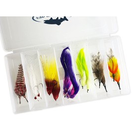 RiverBum Tarpon Fishing Flies Assortment Kit with Fly Box, Poppers, Shrimp, Crab, Deceiver Flies for Fly Fishing - 14 Piece
