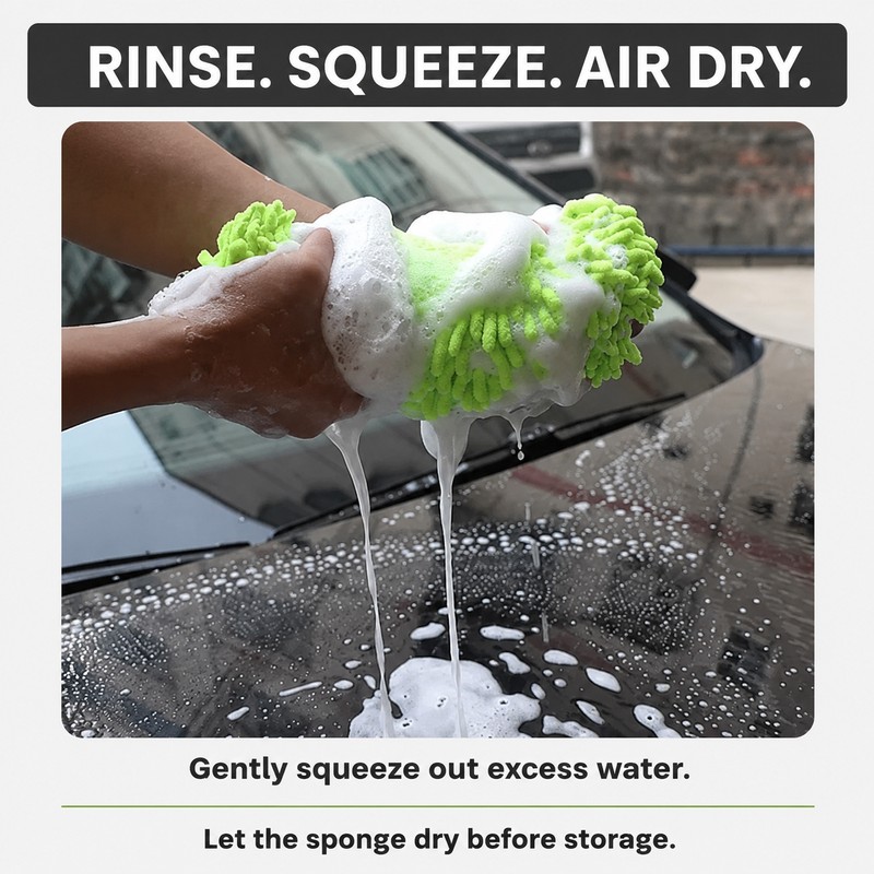 Microfiber Car Washer Sponge with Hand Strap, Chenille Wash Pad