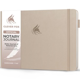 Clever Fox Notary Journal – Horizontal Notary Public Journal of Notarial Acts – Hardcover Notary Log Book – Notary Supplies – 378 Record Entries, Numbered Pages, Hardcover, 10”x7” (Seashell)
