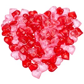 SOFPLATE 120Pcs 2 Colors Red Resin Hearts Small Decorative Gems Pink Valentines Day Mini Reusable No Hole Bead Charm Fillers Table Scatters Ornaments for Wedding Valentines Day Vase Filler Decoration
