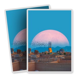 Vinyl Rectangle Vertical (Portrait) Stickers (Set of 2) 10cm - Yazd Iran City Travel Moon for Laptops, Tablets, Luggage, Scrap Booking, Fridges #52532