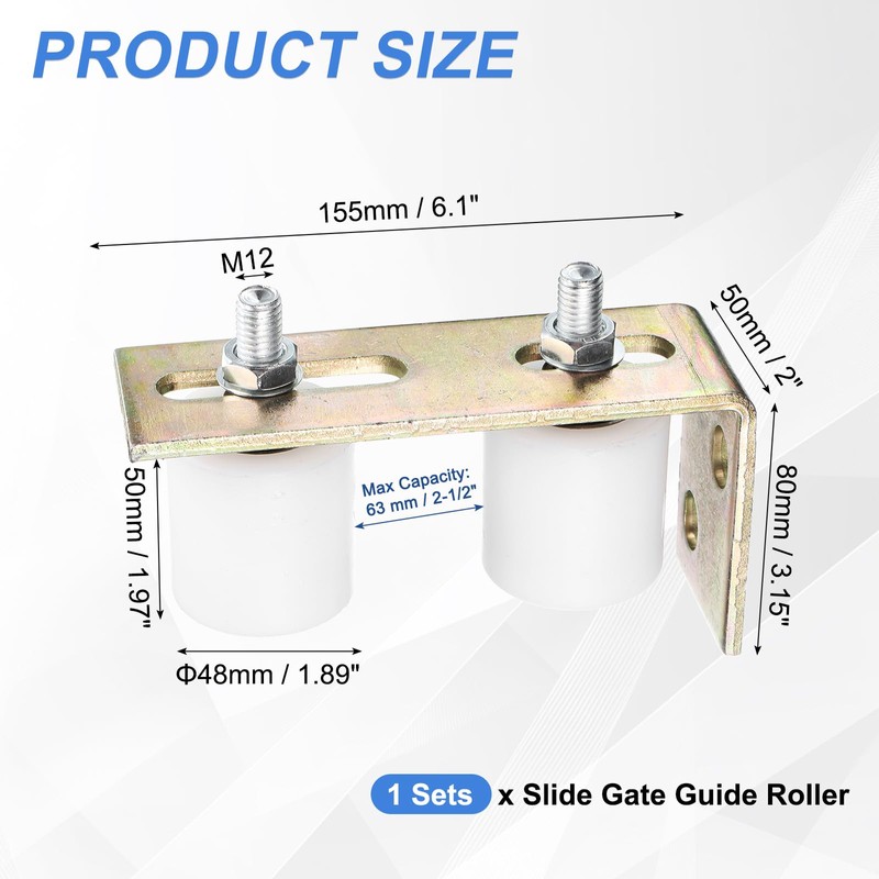 sourcing map 2Pcs Slide Gate Guide Roller, 2" Nylon Rollers