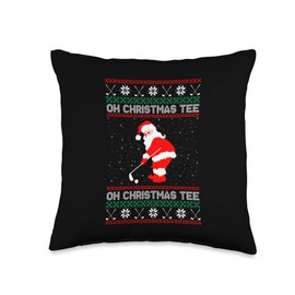 Funny Golfing Christmas Tree Christmas Golf Ball Golfer Throw Pillow