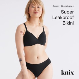 Knix Super Leakproof Bikini - Period and Incontinence Underwear for Women - Black, Large (1 Pack)