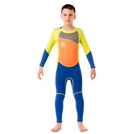 Kids Wetsuit for Boys Toddlers by Scubadonkey | Wetsuit for Kids in 2.5mm Neoprene UPF 50+ | Meets CPSC Safety Requirements (Orange/Yellow, 12)