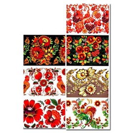7 Ukrainian Petrykivka Flowers Easter Egg Wraps Heat Shrink Sleeves