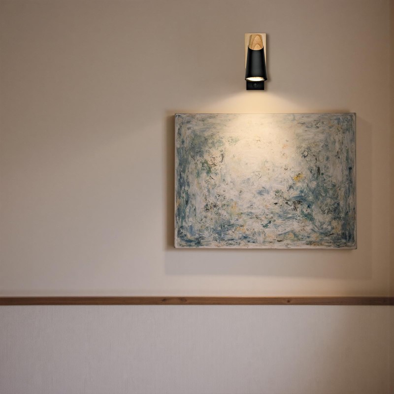 LMINGHON Matte Black Wall Sconces, LED Wall Lamp with On/Off