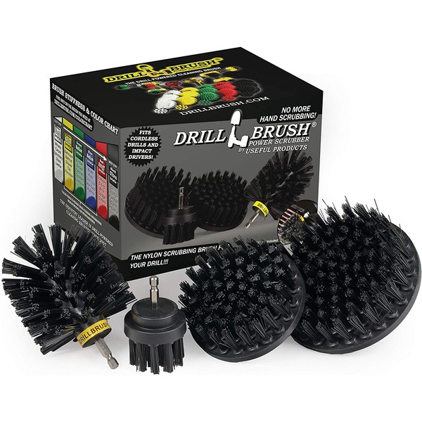 BBQ Grill Cleaning Ultra Stiff Drill Powered Cleaning Brushes 4 Piece Kit Replaces Wire Brushes for Rust Removal, Loose Paint, De-Scaling, Graffiti Removal on Stone, Brick, and Masonry.