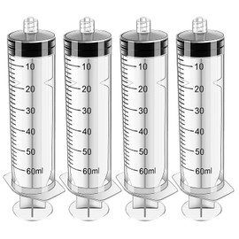 VooGenzek 4 Pieces 60 ml Plastic Liquid Measuring Tool, Individually Packed, Plastic Liquid Filling Tube for Scientific Laboratories, Animal Feeding, Plant Watering