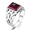Garnet Solid 925 Sterling Silver Rectangle Shape Gemstone Men Signet