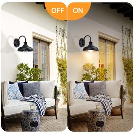 MYHXQ Gooseneck Outdoor Light Fixtures, 2-Pack Farmhouse Barn Lights for Porch, Industrial Black Exterior Wall Sconce for Garage, Patio, E26 Base Anti-Rust for Garage Frontdoor Entryway Doorway