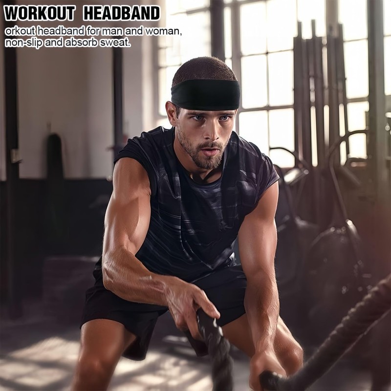 Workout Headbands for Men, 6 Pack Mens Running Headband Stretchy