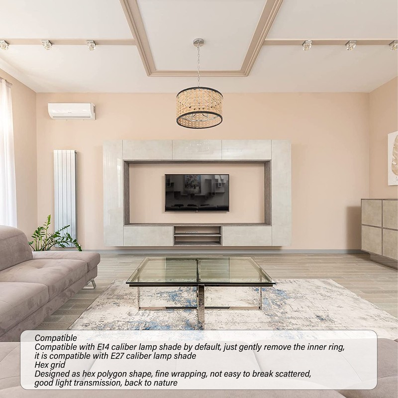 Rattan Lamp Shade Universal Rattan Woven Lampshade Lamp Cover for
