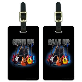 Electric Guitars Gear Up Rock and Roll Luggage ID Tags Carry-On Cards - Set of 2