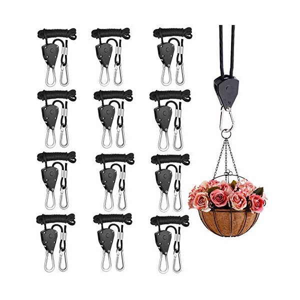 Rope Clip Hanger, 12 Packs 1/8 in Reinforced Adjustable Height