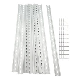 10 Pieces Aluminum DIN Rails,RoHS Standard Slotted DIN Rail,with Extra Screws for Hardware Components Mounting (19inch)