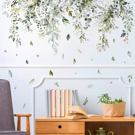 Hanging Green Plants Leaves Wall Stickers Removable DIY Vinyl Decals Peel and Stick Boho Home Decor Mural Art for Bedroom Living Room Offices