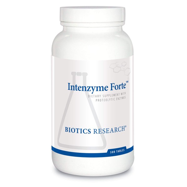 BIOTICS Research Intenzyme Forte Proteolytic Enzymes, Pancreatin, Bromelain, Papain, Lipase, Amylase, Protein Metabolism. 500 tabs