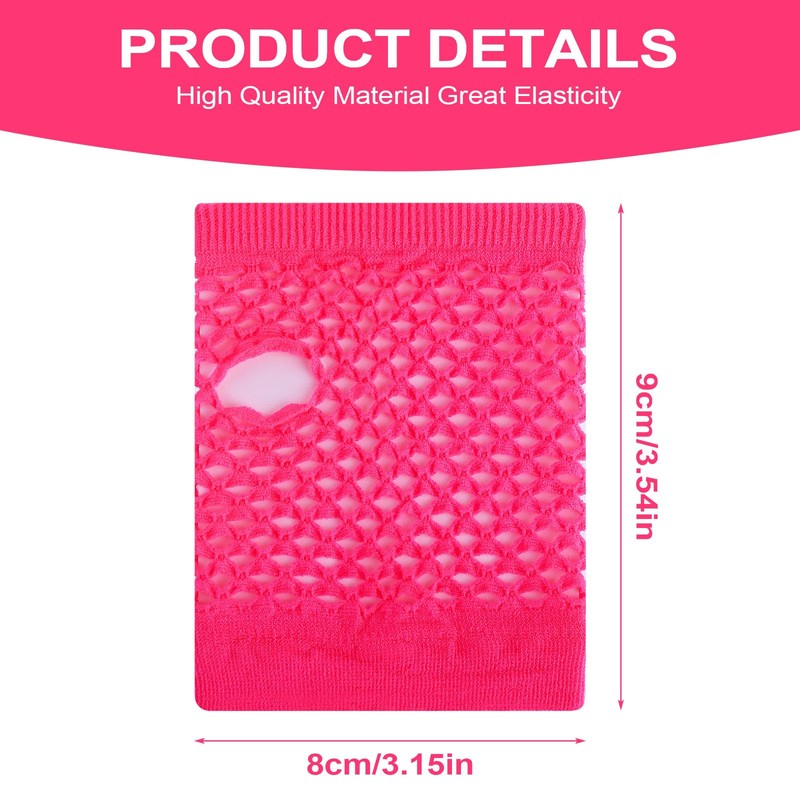 DIVINA VITAE 80s Short Fingerless Gloves Women 80s Neon Fishnet