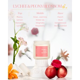 M&SENSE Lychee Peony Peach Scented Candle - 11.6oz 70 Hours Burn Non Toxic Natural Soy Wax Slow Burning Candle, 2-Wick Fruity Scent for Stress Relief & Relaxing