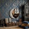 Xinleitan 9 Inch Silver Moon Round Mirror Wall Decor