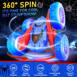 NQD Spider Remote Control Car- Double Sided 360°Rotate RC Stunt Car with Wheel Lights, 4WD Off-Road RC Cars 2.4Ghz Indoor/Outdoor Rechargeable Toy Car for Boys Age 4-7 8-12 Birthday Xmas Gift