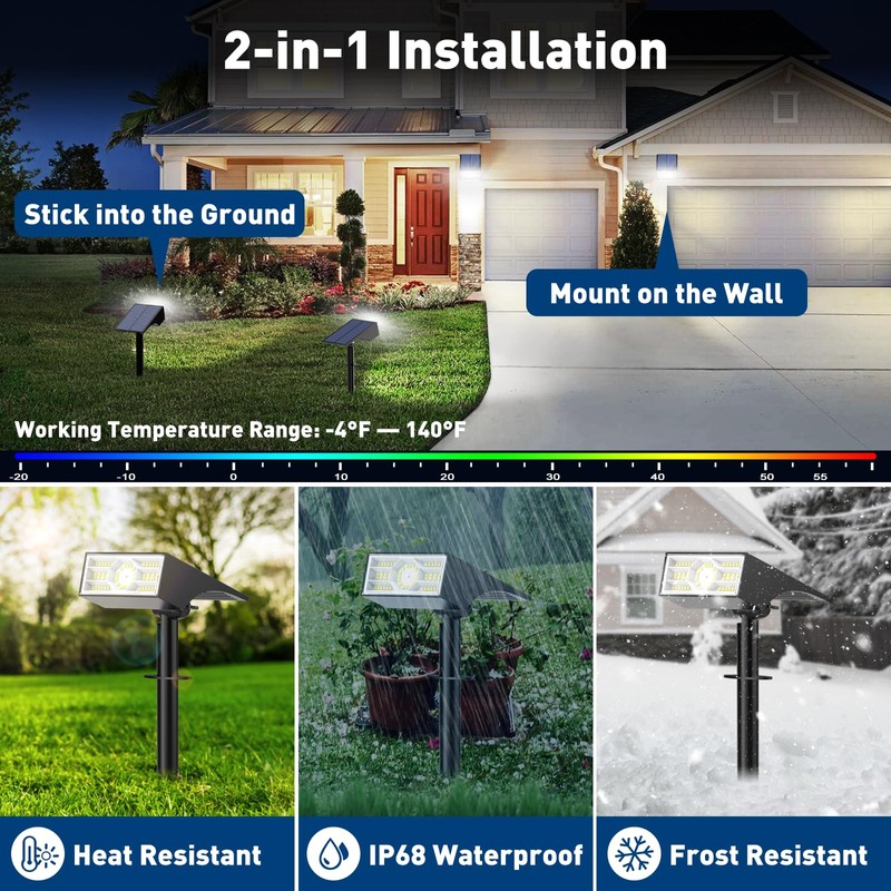 Katipeal Solar Spot Lights Outdoor,6 Pack/56 LED Outdoor Lights for