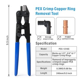 IWISS iCrimp PEX-1210C PEX Crimp Ring Removal Tool for 1/2-Inch,3/4-Inch,1-Inch F1807 Copper Crimp Rings