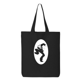 Mari Kyrios Ska Rude Boy Stomping Punk Cotton Canvas Reusable Shopping Bag 27L Black Tote