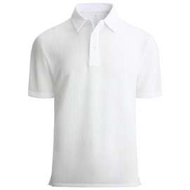 Esabel.C Bubble Men's Polo Shirts Short Sleeve Stretch Casual Jacquard Collared Golf Polo Shirts for Men,White,S
