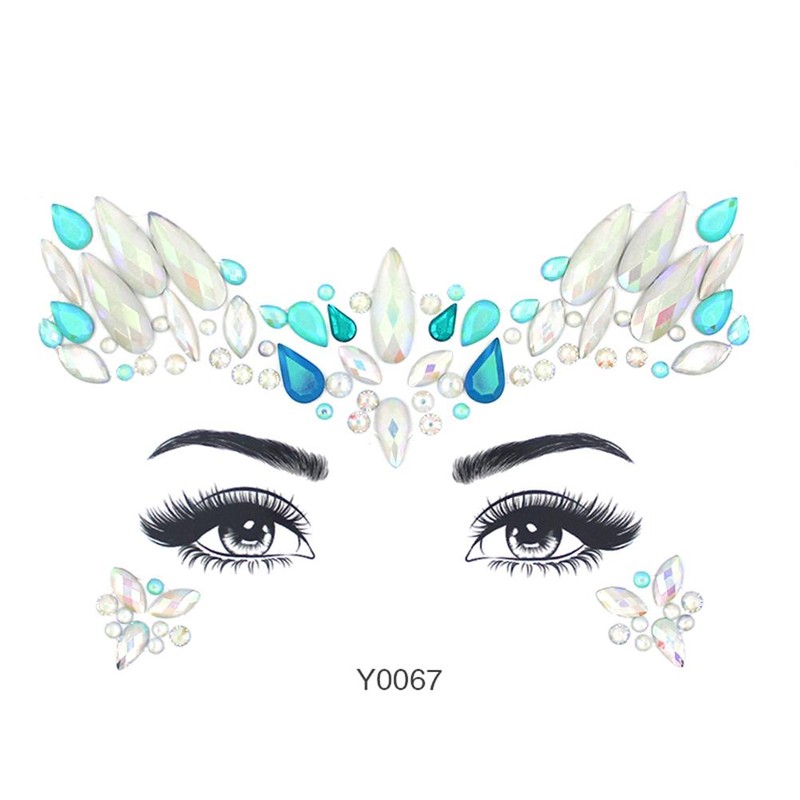 6Pcs Luminous Rhinestones Face Temporary Tattoos Glitter Festival Face Stickers