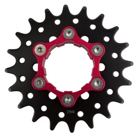 Origin8 Ultim8 Single Speed Cassette Cog w/ 6b Disc Mount, 20t x 3/32", Black/Red