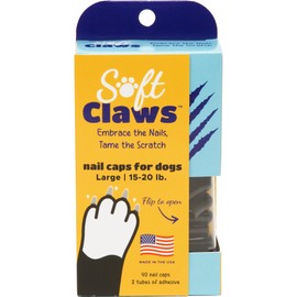 Soft Claws Dog Nail Caps, 40 Large Nail Caps, Made in USA - Vet Developed, Safe & Non-Toxic Easy to Apply Claw Covers | Protects Furniture & Skin, Black