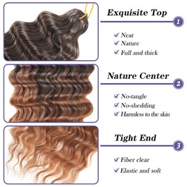Datanala Ocean Wave Crochet Hair 22 inch Deep Wave Curly Crochet Hair 5packs Deep Curly Braiding Hair Extensions Long Inch Deep wave Synthetic Braiding hair for Black Women(T30, 22Inch)
