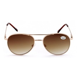 V.W.E. Metal Tinted Reading SunGlasses - Spring Hinge Tear Drop Full Lens Reader Gradient (Brown Tinted Reader, 3.00)