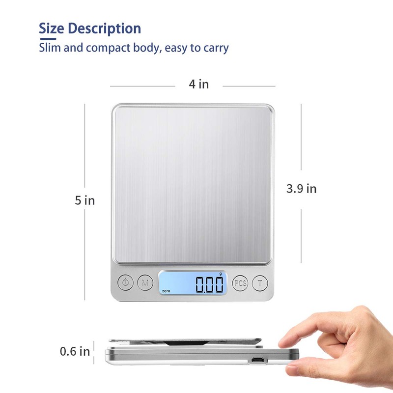 KUBEI Upgraded Large Range Small Kitchen Scale, USB Charging Mini