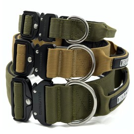 BULLYBREED Tactical Dog Collar – Heavy Duty Dog Collar, Waterproof Dog Collar, Dog Collars for Small Dogs, Dog Training Collar, Quick-Release Metal Buckle, Adjustable Sizes (Khaki Green, Small)