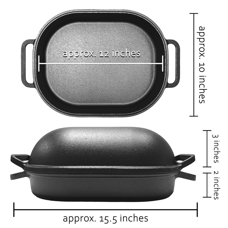 Cuisiland Large Heavy Duty Pre-seasoned Cast Iron Bread & Loaf