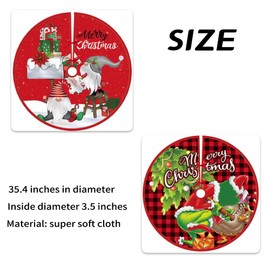 Christmas Tree Skirt, 36 Inches Red Black Plaid Tree Skirt Christmas Tree Decoration, Plaid Large Christmas Tree Mat for Merry Christmas Xmas New Year Holiday Party Decor
