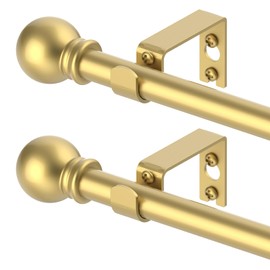GXOACKJ 2 Pack Gold Curtain Rods for windows 66 to 120 inch, 5/8 inch Splicing Heavy Duty Metal Curtain Rod Set with Brackets