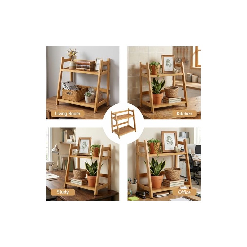 Kitchen Shelf Bamboo Cup Holder 2-Tier - Coffee & Tea