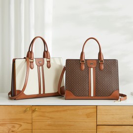 BOSTANTEN Leather Laptop Briefcase for Women Shoulder Bag 15.6 Inch Business Computer Tote